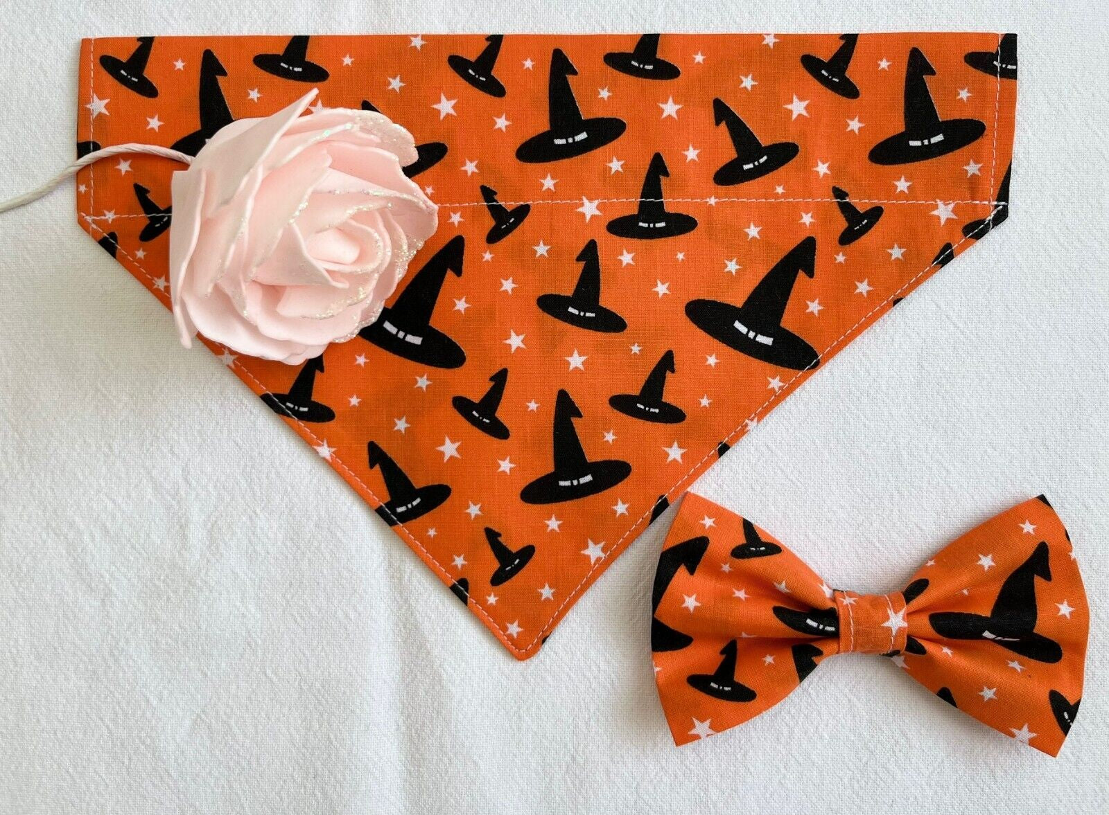 Halloween Dog Collar Accessories Bows & Bandanas Handmade in UK. Multi Sizes