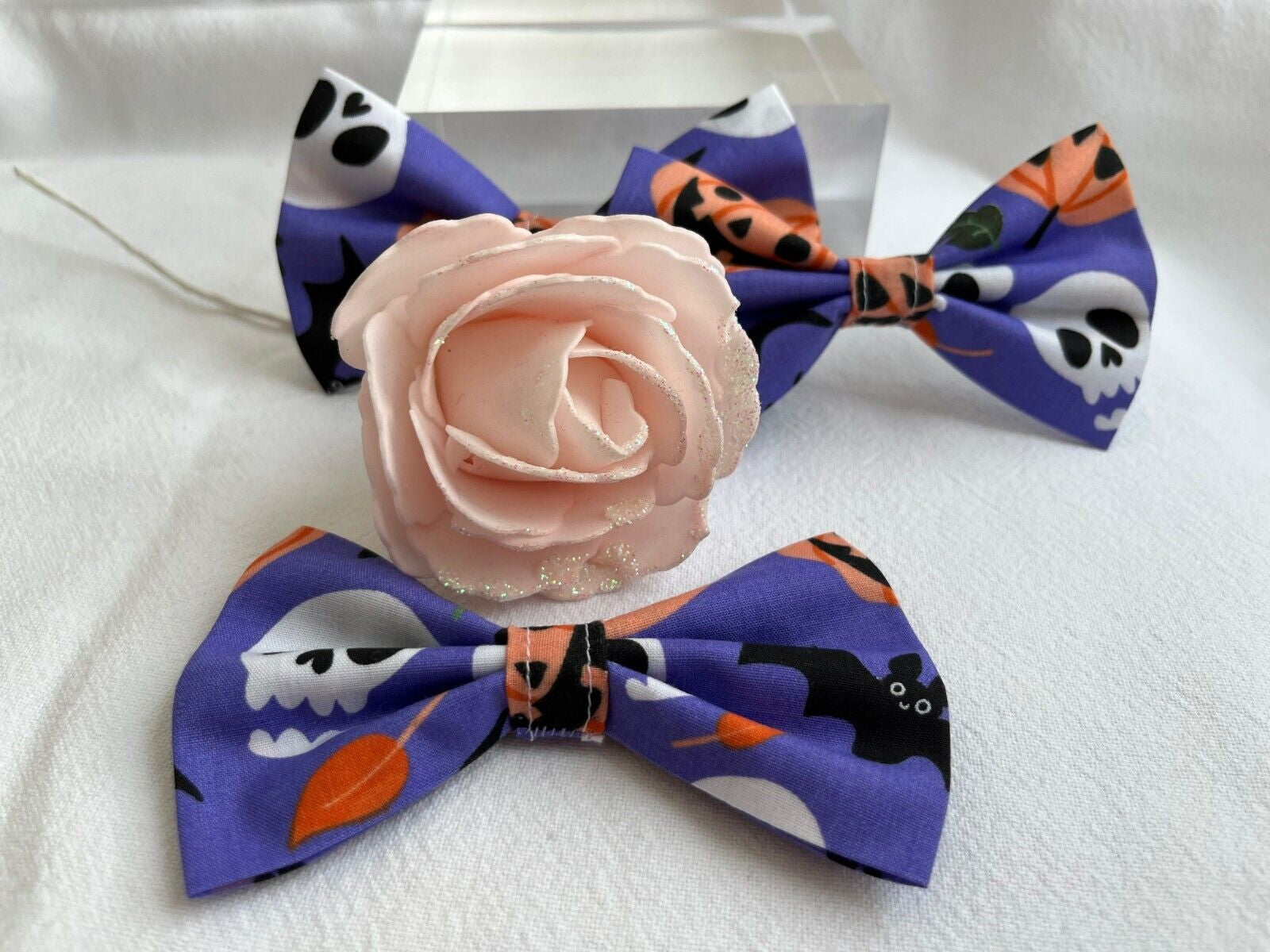 Halloween Dog Collar Accessories Bows & Bandanas Handmade in UK. Multi Sizes