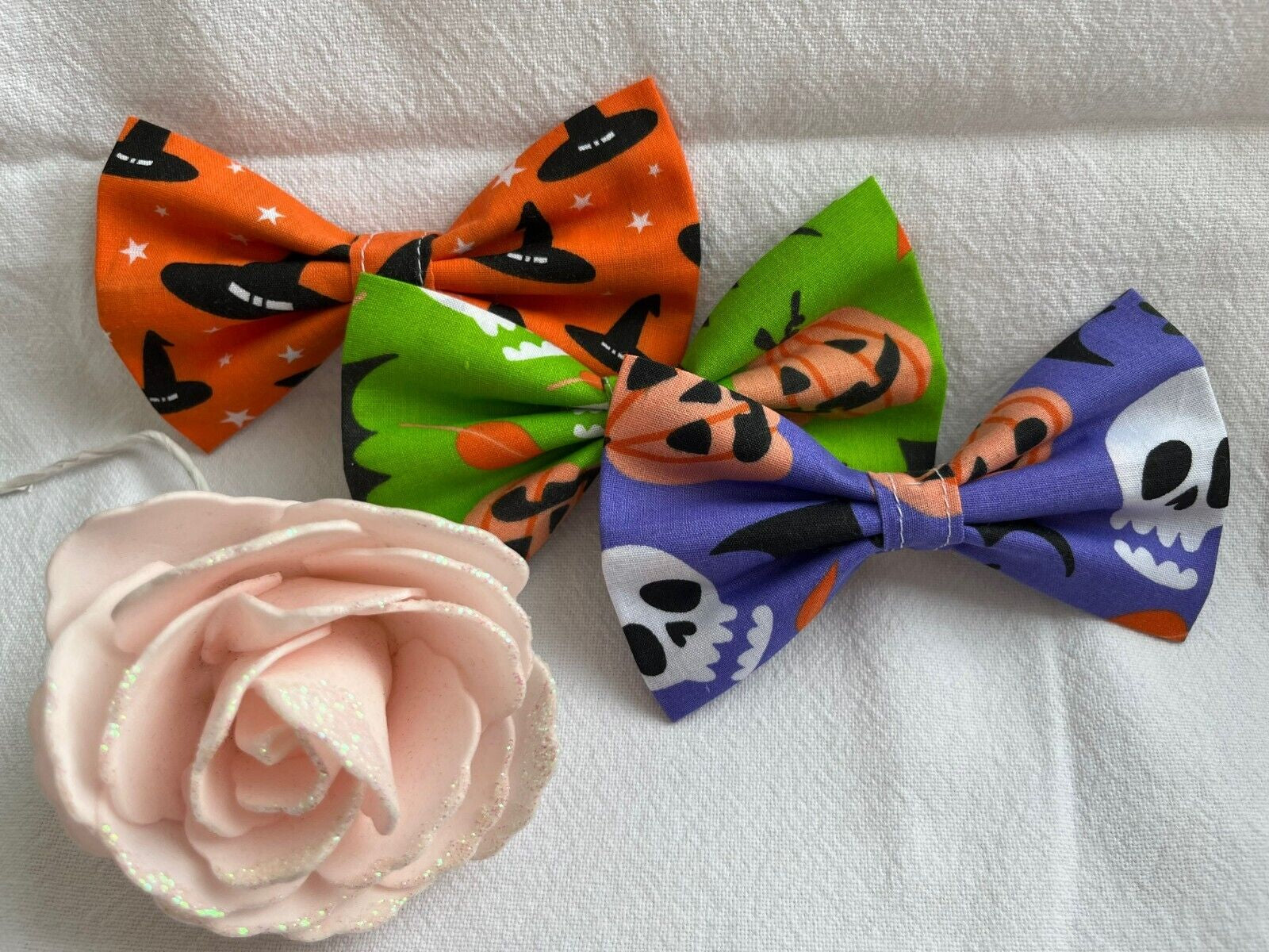 Halloween Dog Collar Accessories Bows & Bandanas Handmade in UK. Multi Sizes