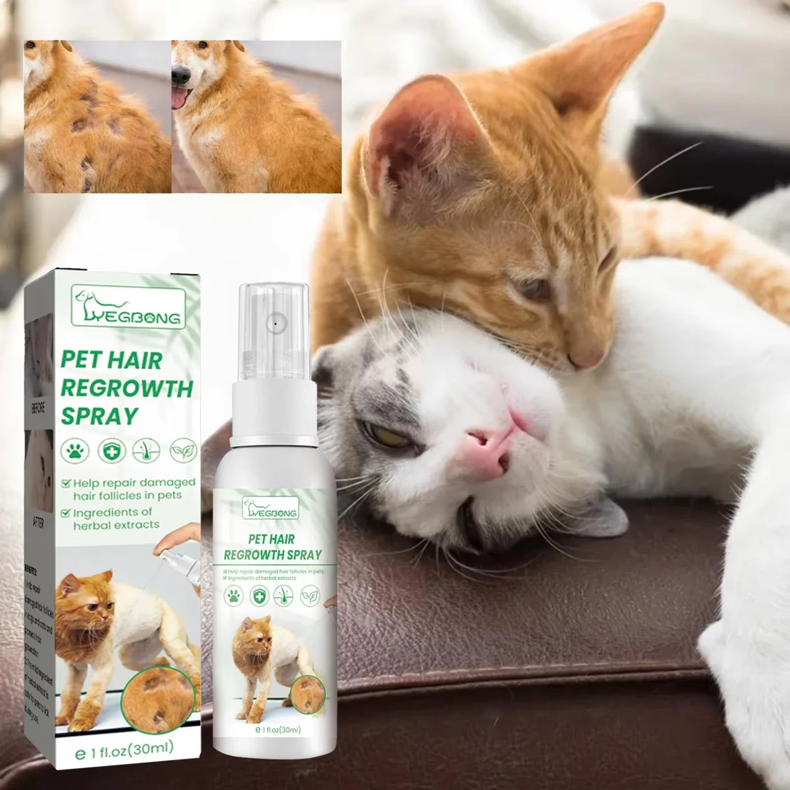 Cat Hair Regrowth Liquid Dog Hair Loss Treatment Promote Cat Hair Growth Pet Skin Repair Relieve Itching Pet Skin Repair Essence