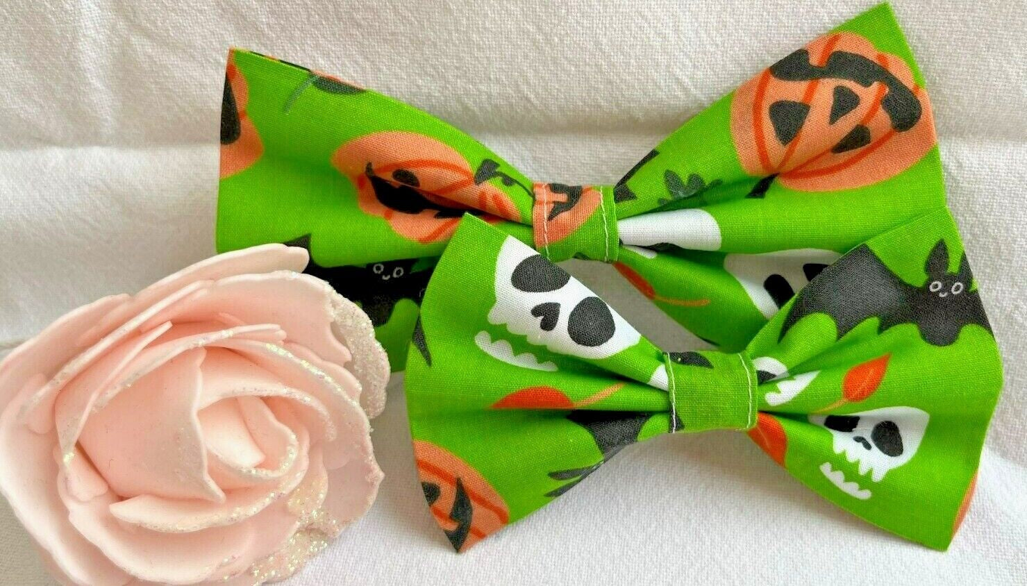 Halloween Dog Collar Accessories Bows & Bandanas Handmade in UK. Multi Sizes