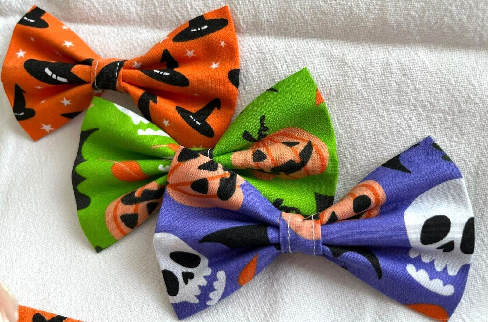 Halloween Dog Collar Accessories Bows & Bandanas Handmade in UK. Multi Sizes